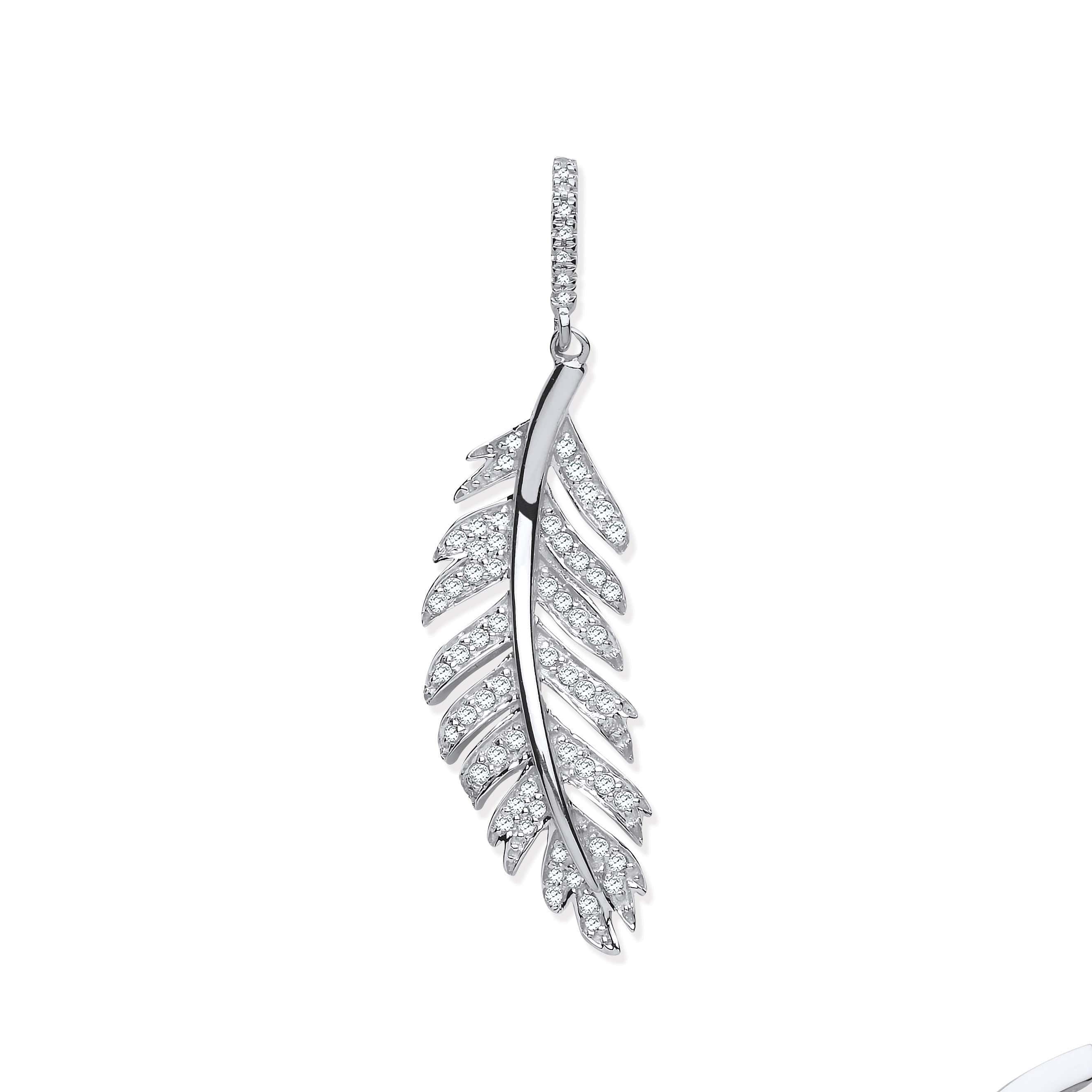 0.30 Carat Natural Round Diamond Feather Styled Pendant