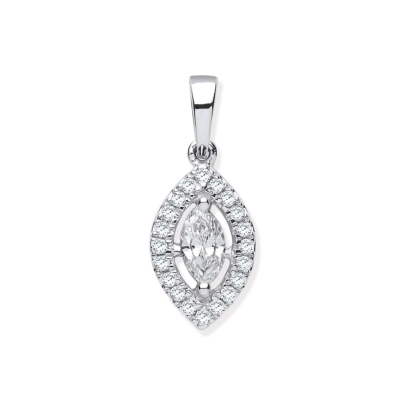 0.40 Carat Marquise Shaped Diamond With Round Diamond Set Pendant