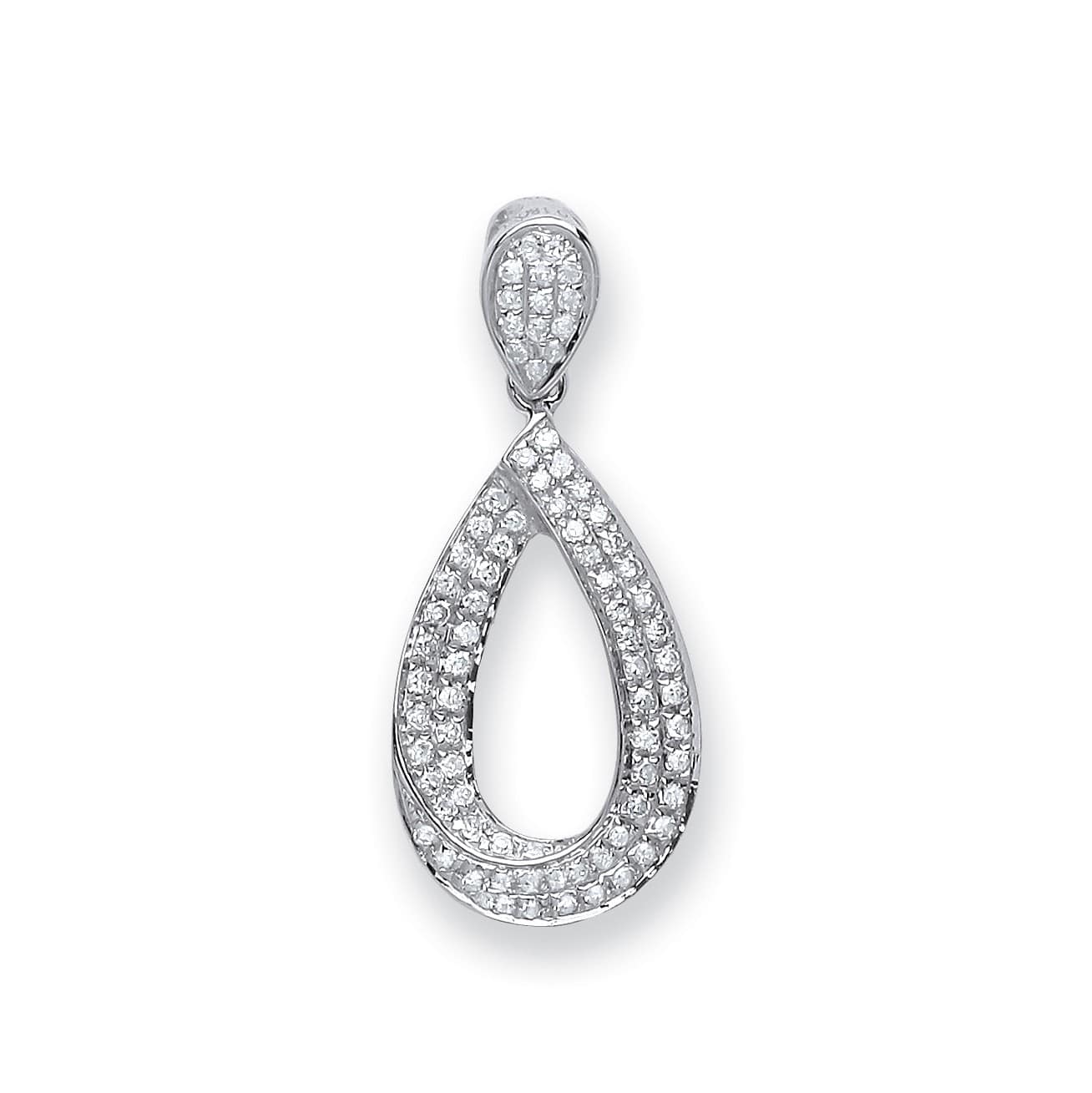 0.20 Carat Natural Round Diamond  Pear Shaped Drop Pendant