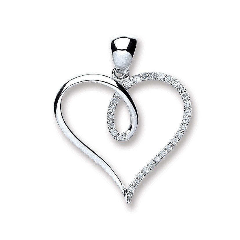 0.10 Carat Natural Round Diamond Heart Pendant