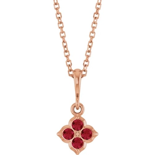 Pearlene Natural Ruby Rose Gold Prong Set Necklace Gemstone