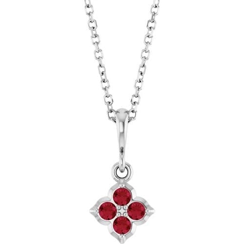 0.2 Ct Natural Ruby Round Cut Pearlene  Necklaces in Silver 925