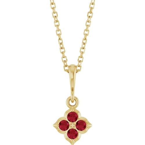 Pearlene Natural Ruby Yellow Gold Prong Set Necklace Gemstone