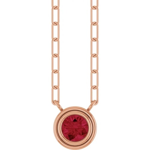 Pemba Natural Ruby Bezel Set  Necklace