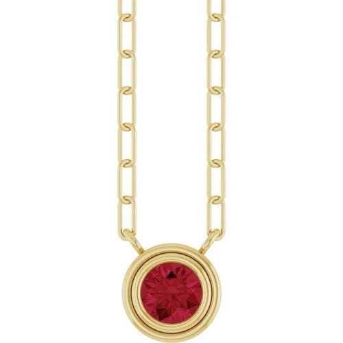 Pemba Natural Ruby Bezel Set  Necklace