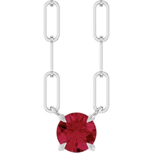 0.6 Ct Natural Ruby Round Cut Pertessa  Necklaces in Silver 925