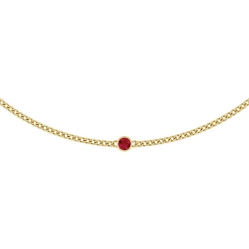 Penha Natural Ruby Yellow Gold Bezel Set Necklace Gemstone