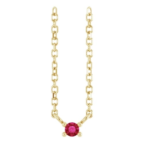 0.05 Ct Natural Ruby Round Cut Parmita  Necklaces in Silver 925