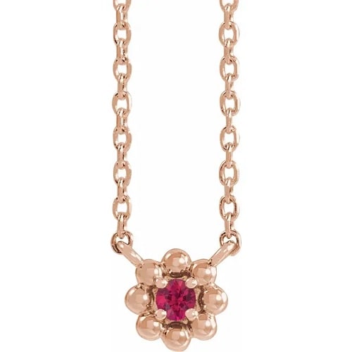 Hypericum Natural Ruby 4 Prong  Necklace