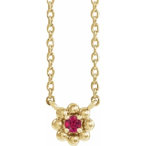 Hypericum Natural Ruby 4 Prong  Necklace