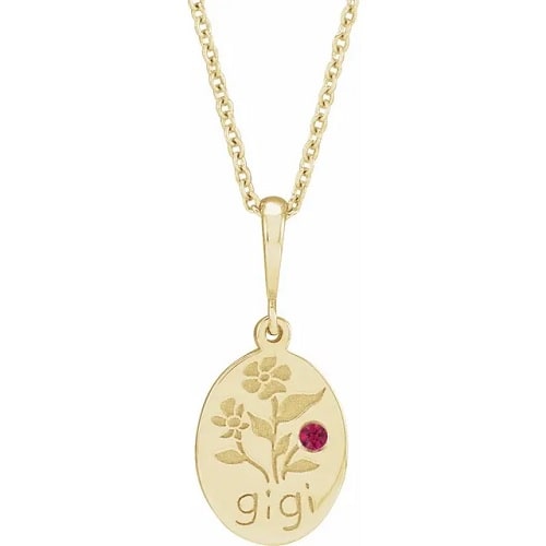 Hostas Natural Ruby Bezel Set  Necklace