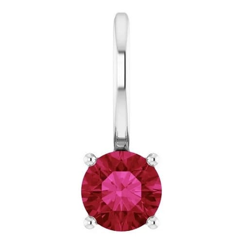 0.34 Ct Natural Ruby Round Cut Pehr  Necklaces in Silver 925