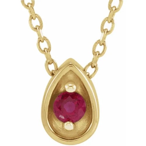 Pasquina Natural Ruby Yellow Gold 2 Prong Necklace Gemstone