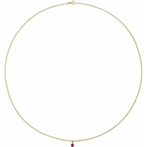 Pavaki Natural Ruby Yellow Gold Bezel Set Necklace Gemstone