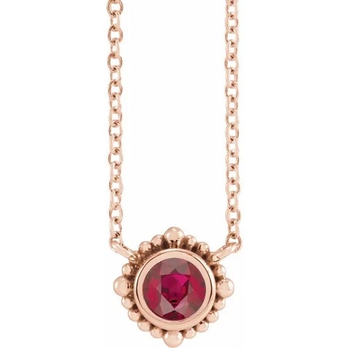 Pehir Natural Ruby Bezel Set  Necklace