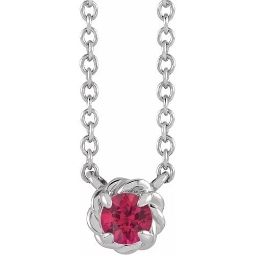 0.6 Ct Natural Ruby Round Cut Petaline  Necklaces in Silver 925