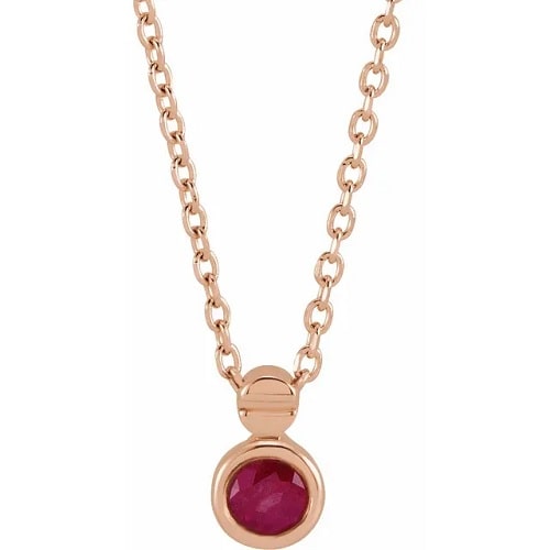Pavana Natural Ruby Rose Gold Bezel Set Necklace Gemstone