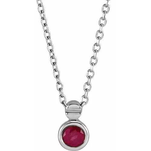 0.15 Ct Natural Ruby Round Cut Pavana  Necklaces in Silver 925
