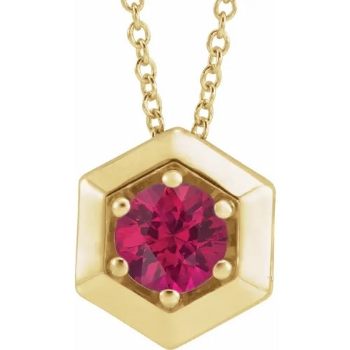 Persimmon Natural Ruby 6 Prong  Necklace