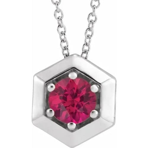 0.6 Ct Natural Ruby Round Cut Persimmon  Necklaces in Silver 925