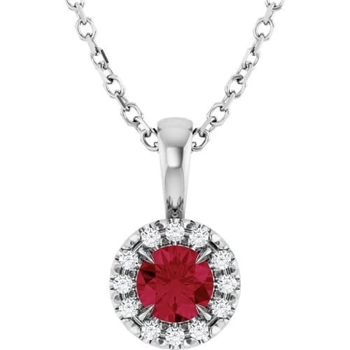 0.46 Ct Natural Ruby Round Cut Pernilla  Necklaces in Silver 925