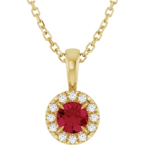 Pernilla Natural Ruby Yellow Gold 4 Claw Set Necklace Gemstone