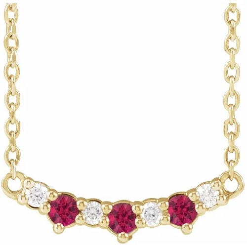 Pegeen Natural Ruby Yellow Gold Prong Set Necklace Gemstone