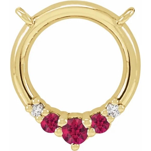 Patrie Natural Ruby Yellow Gold Shared Prong Necklace Gemstone