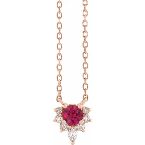Penne Natural Rose Gold 4 Prong Ruby Gemstone
