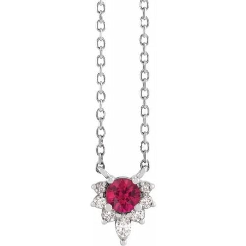 0.35 Ct Natural Ruby Round Cut Penne  Necklaces in Silver 925