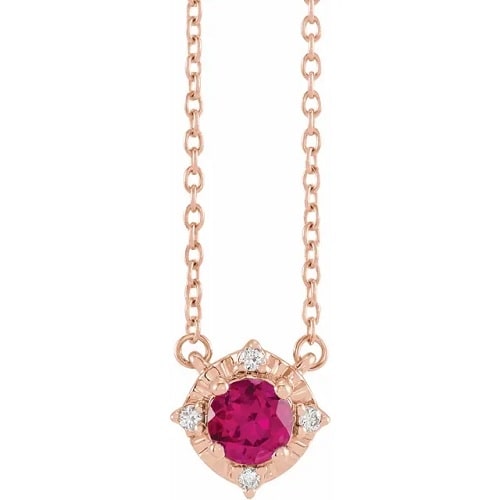0.54 Ct Natural Ruby Round Cut Persefoni  Necklaces in Silver 925