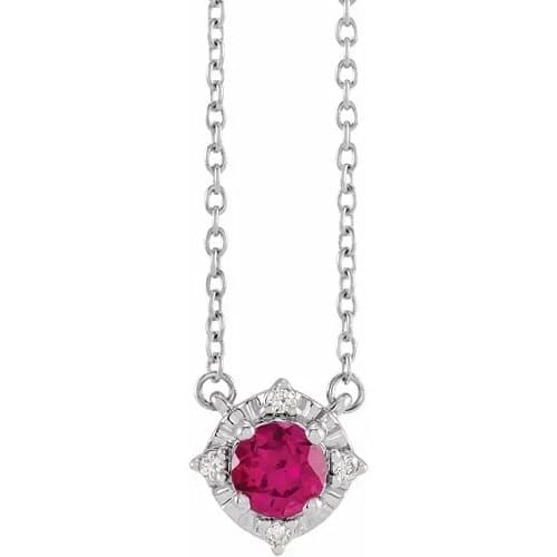 0.54 Ct Natural Ruby Round Cut Persefoni  Necklaces in Silver 925