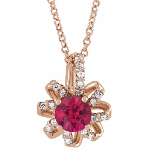 0.79 Ct Natural Ruby Round Cut Phaidra  Necklaces in Silver 925