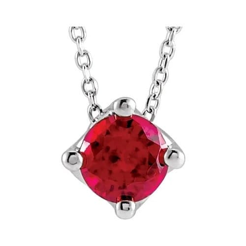 0.6 Ct Natural Ruby Round Cut Pervinca  Necklaces in Silver 925