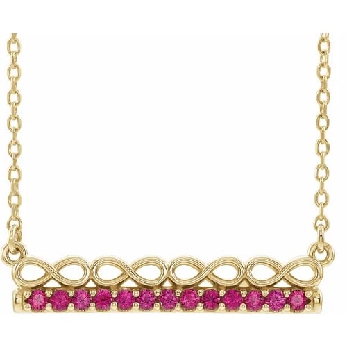 Perdy Natural Ruby Shared Prong  Necklace