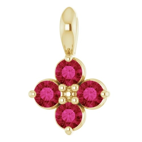 Peeta Natural Ruby Yellow Gold Prong Set Necklace Gemstone