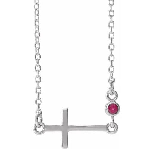 Impatiens Natural Ruby Bezel Set  Necklace