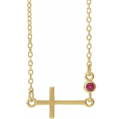 Impatiens Natural Ruby Bezel Set  Necklace