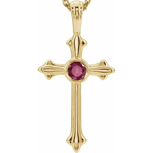 Paulmi Natural Ruby Yellow Gold Bezel Set Necklace Gemstone