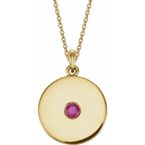 Paulomi Natural Ruby Yellow Gold Flush Setting Necklace Gemstone