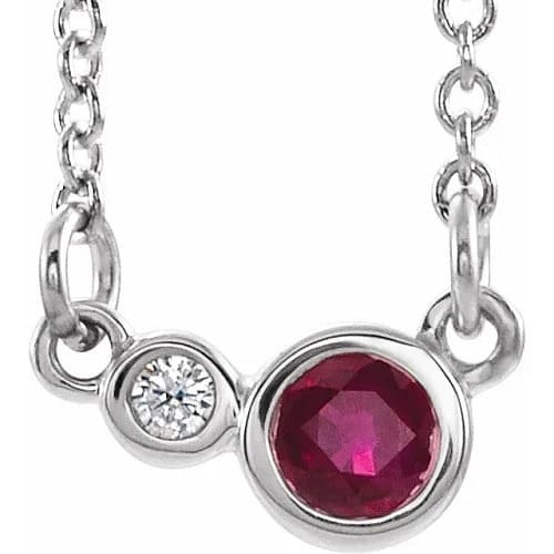 Pazienza Natural Ruby Bezel Set  Necklace