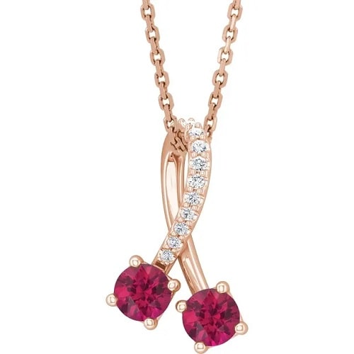 Perle Natural Ruby 4 Prong  Necklace