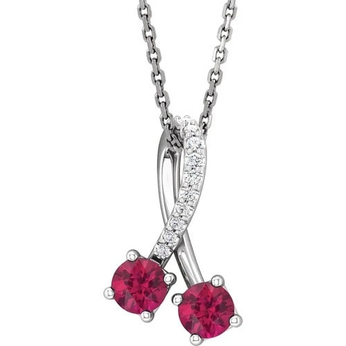0.45 Ct Natural Ruby Round Cut Perle  Necklaces in Silver 925