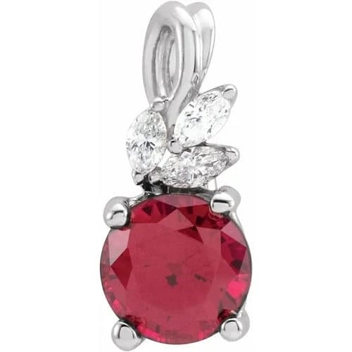 Phiroza 1.14 Carat Natural Ruby 4 Prong  Necklace
