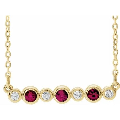Pehila Natural Ruby Bezel Set  Necklace