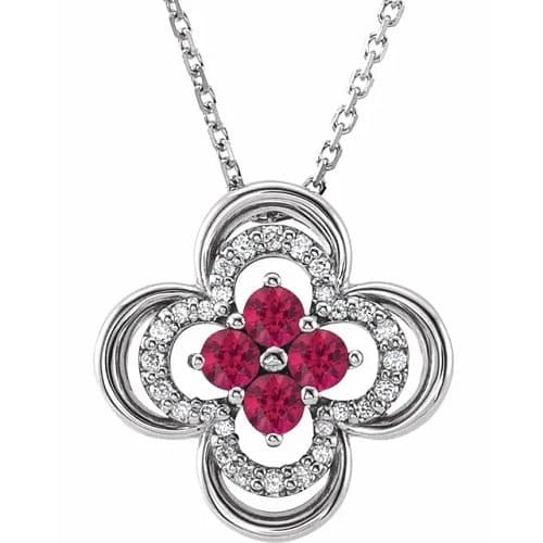 0.64 Ct Natural Ruby Round Cut Petrova  Necklaces in Silver 925