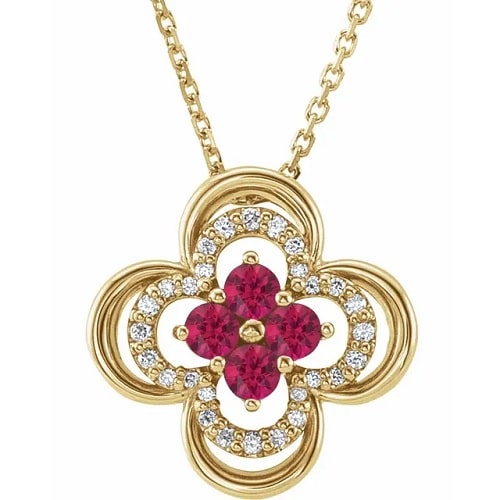 0.64 Ct Natural Ruby Round Cut Petrova  Necklaces in Silver 925