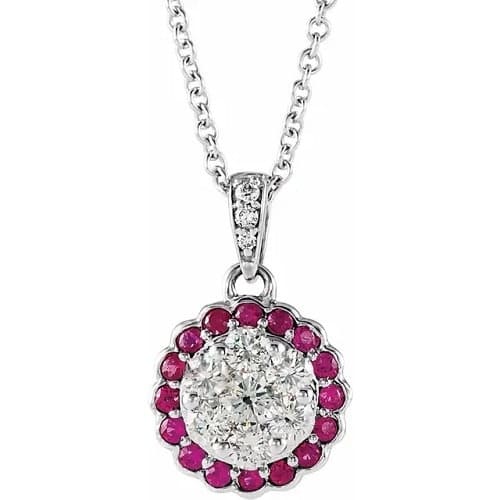 Perouze 0.48 Carat Natural Ruby Shared Prong  Necklace