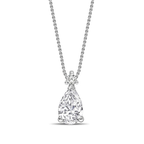 0.5 Ct Lab-Created Diamond Pear Cut Triona  Halo Pendant Necklaces in 9K White Gold