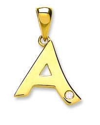 0.01 Carat Natural Round Diamond A Initial Pendant In Yellow Gold